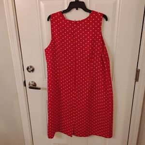 Vintage Sag Harbor Red Polka Dot Midi Shift Dress. Size 18